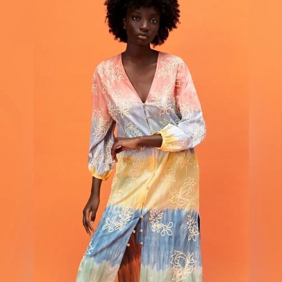 ZARA BOHO TIE DYE DRESS - Picture 5 of 8